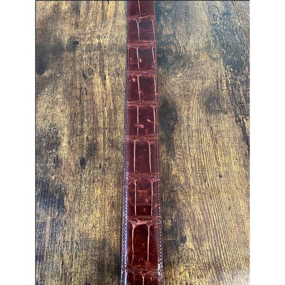 Tardini Men's American Alligator Textured Wrap Buckled Brown Belt 34 - Picture 6 of 10